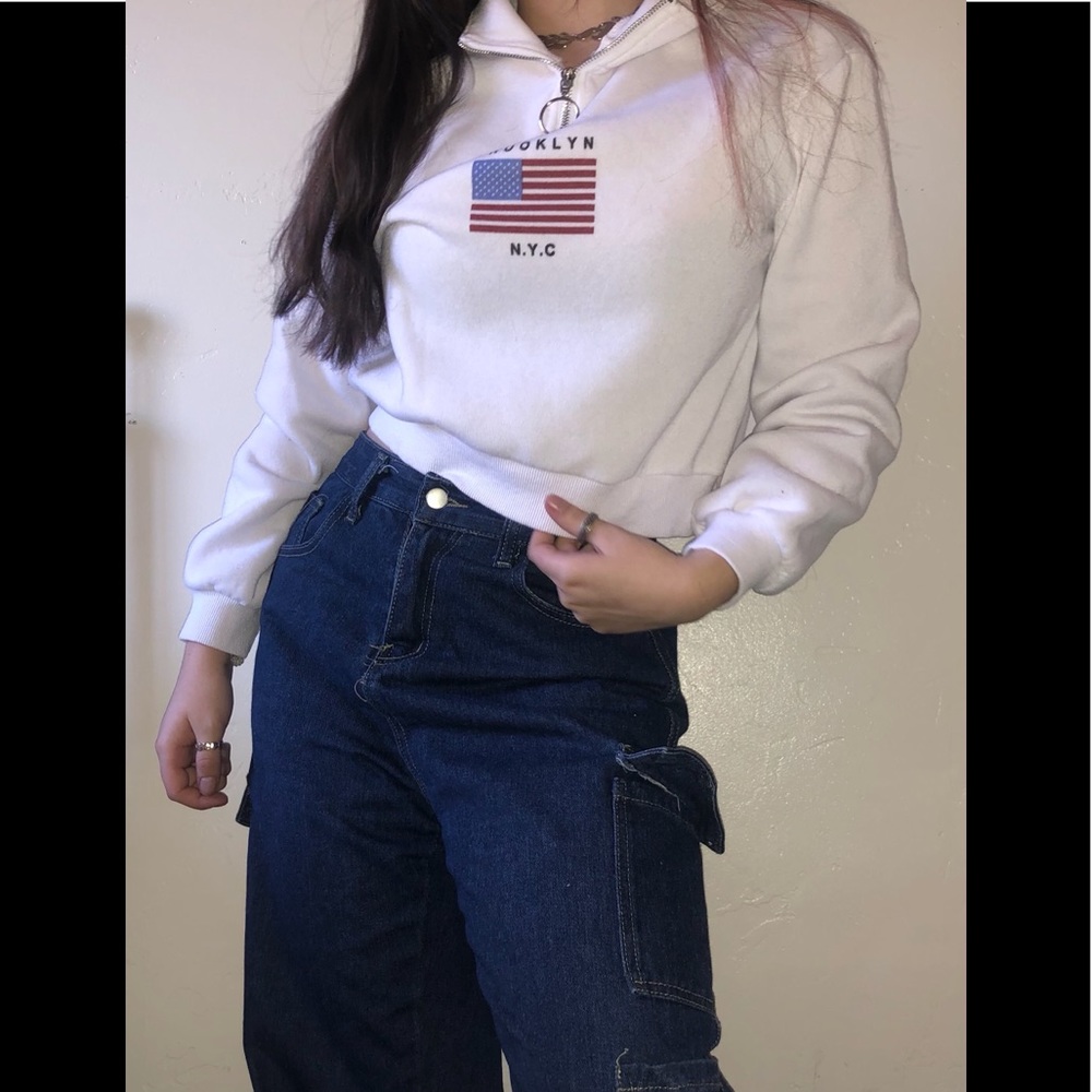 Quarter zip collard sweatshirt